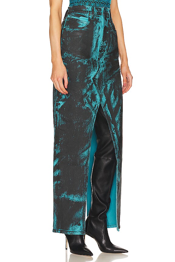 view 2 of 4 Slit Denim Maxi Skirt in Ocean Night