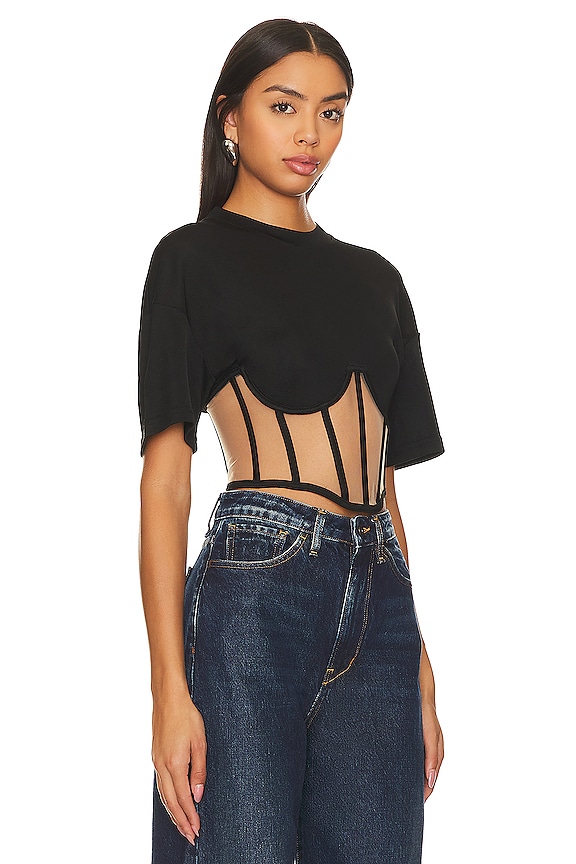 view 2 of 4 Short Sleeve Corset Top in Black