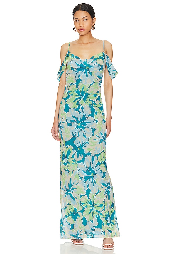 Runaway The Label Longina Maxi Dress in Teal Floral | REVOLVE
