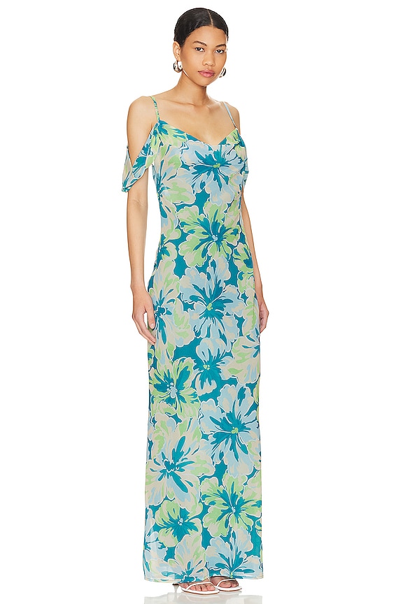view 2 of 3 LONGINA マキシドレス in Teal Floral