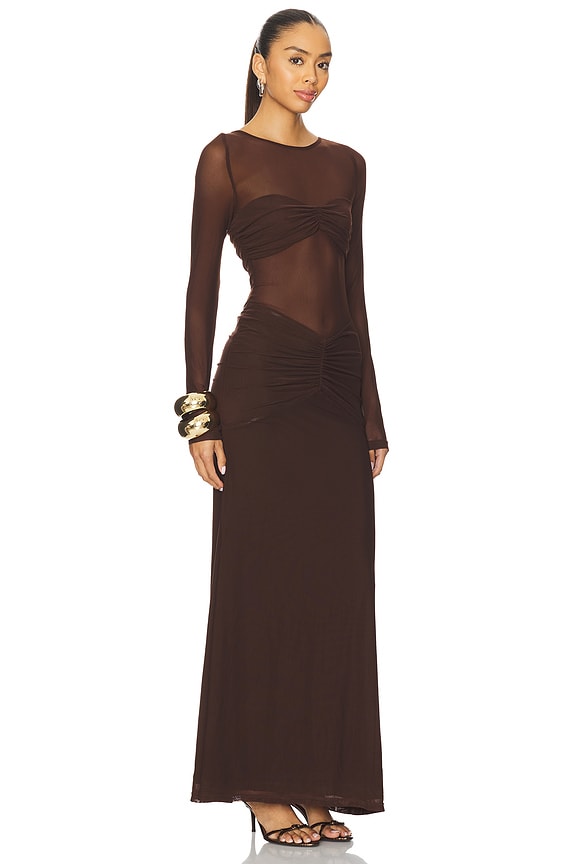 view 2 of 3 Romy Ruched Maxi Dress in Bitter Chocolate