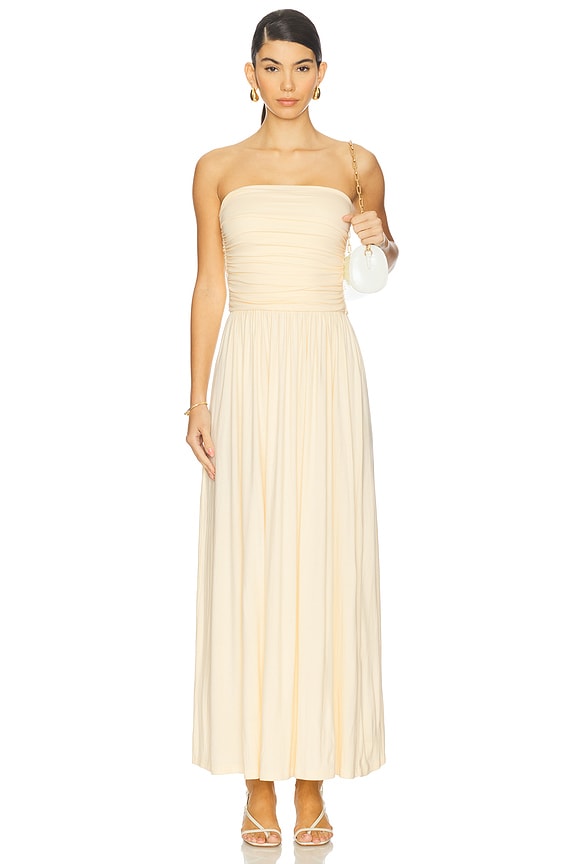 view 1 of 3 Malone Ruched Strapless Maxi Dress in Lemon