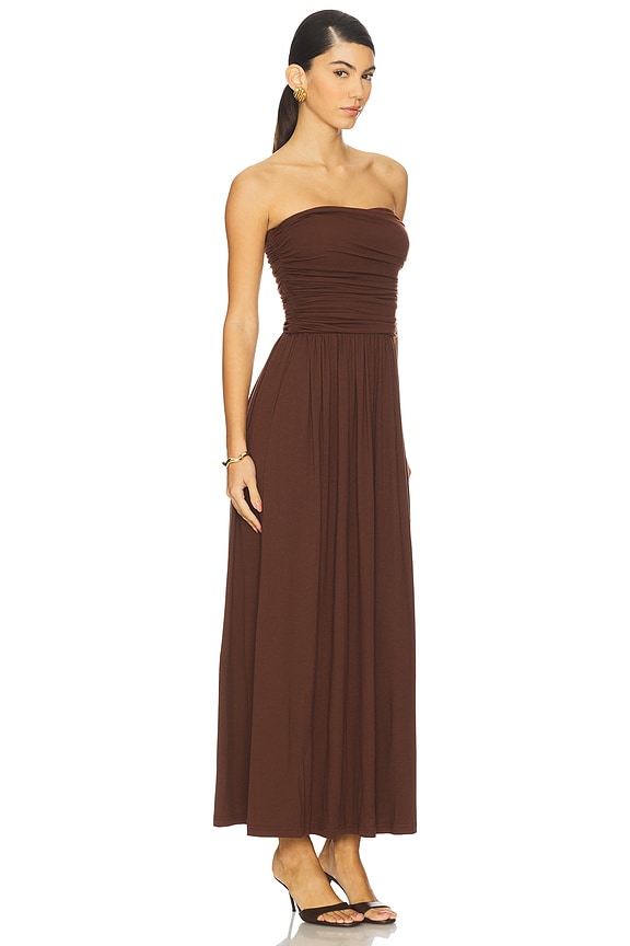 view 2 of 3 Malone Ruched Strapless Maxi Dress in Espresso