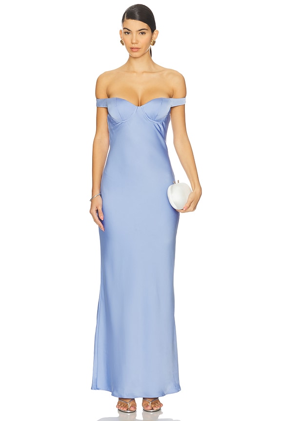 view 2 of 4 Raphaella Off Shoulder Maxi Dress in Bluebell
