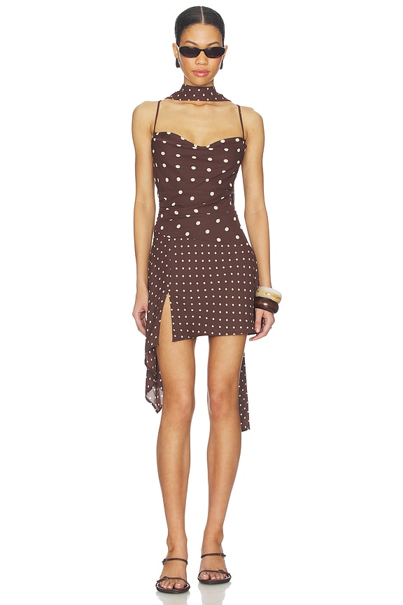 view 1 of 5 ROBE COURTE ALORA in Choc & Lemon Polka