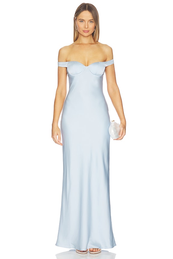 view 2 of 4 Raphaella Off Shoulder Maxi Dress in Sky Blue