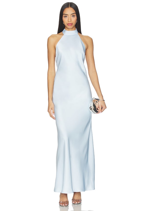 view 1 of 3 Arabelle High Neck Maxi Dress in Sky Blue