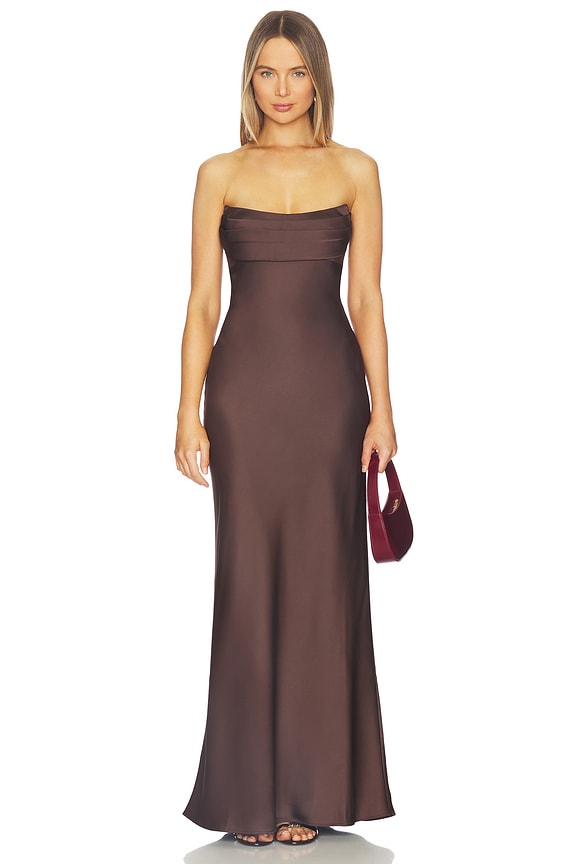 view 2 of 4 Madeleine Strapless Maxi Dress in Bitter Chocolate