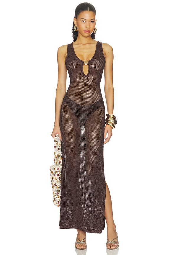 view 1 of 4 MAXIVESTIDO ARIYA in Chocolate Metallic
