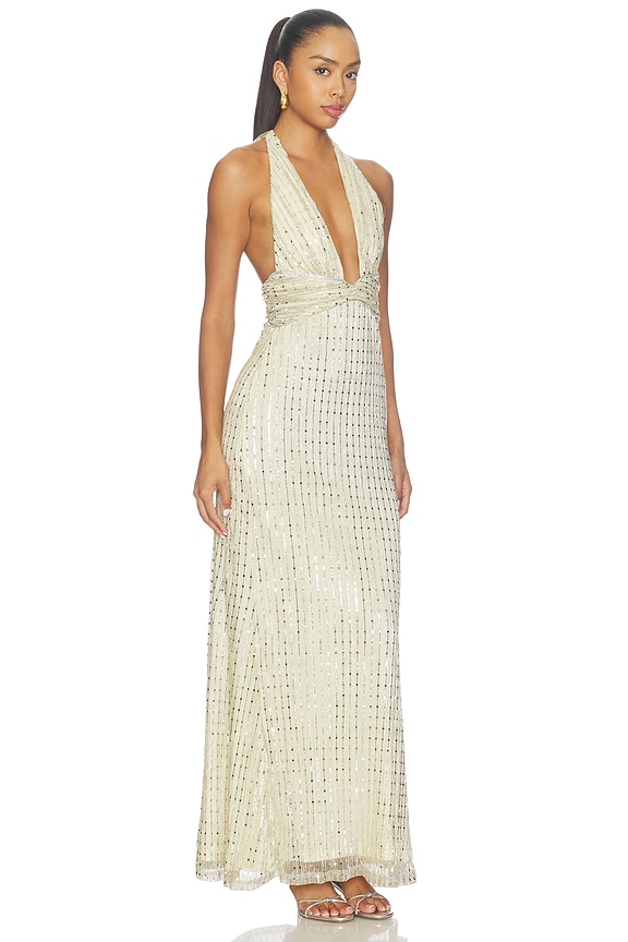 view 2 of 4 VESTIDO MAXI CON ESCOTE EN V PRONUNCIADO ANNETTE in Champagne