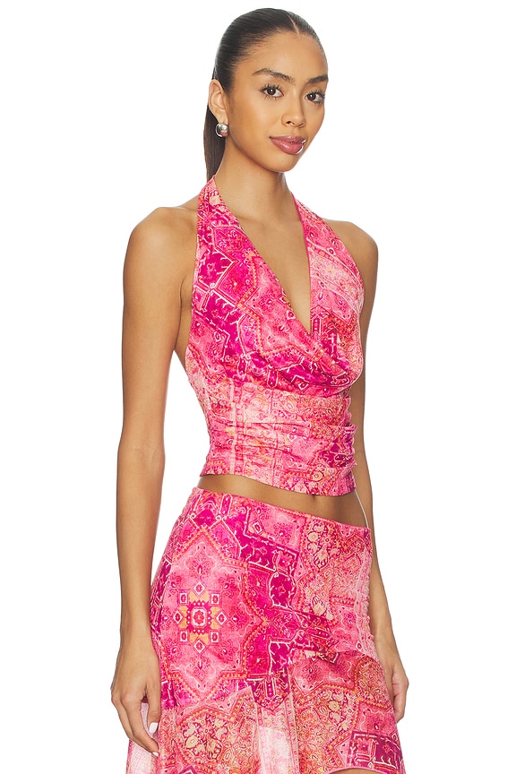 view 2 of 4 Emery Cowl Halter Top in Gaia Pink