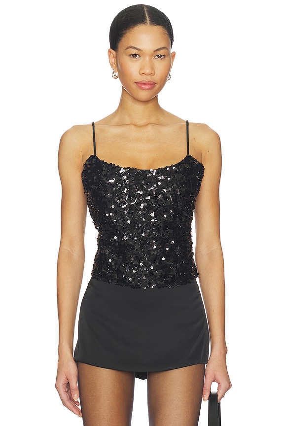 view 2 of 6 Nessa Sequin Top in Black