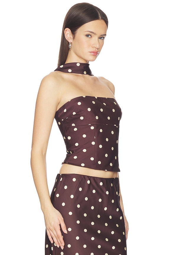 view 2 of 4 Blaine Top in Chocolate & Lemon Polka Dot