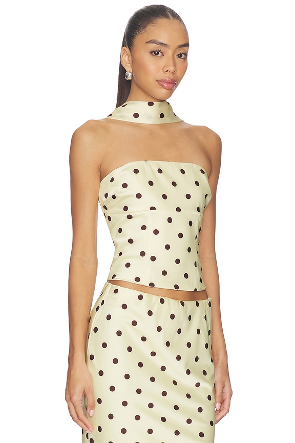 view 2 of 4 Blaine Top in Lemon & Chocolate Polka Dot