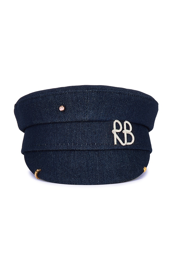 view 2 of 5 Piercing Denim Baker Boy Cap in Blue