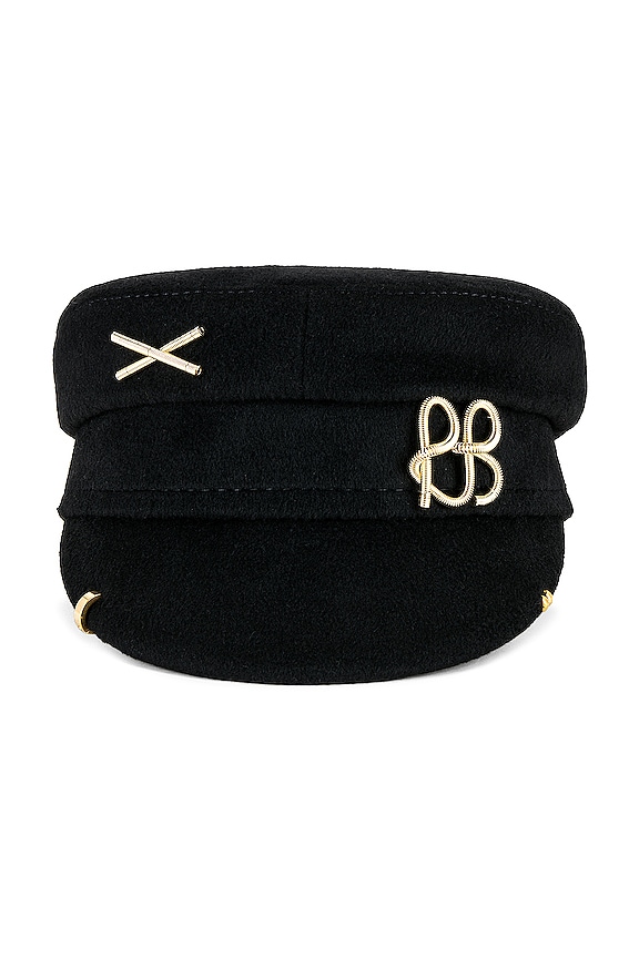 view 2 of 3 Piercing Inspired Baker Boy Cap in Black