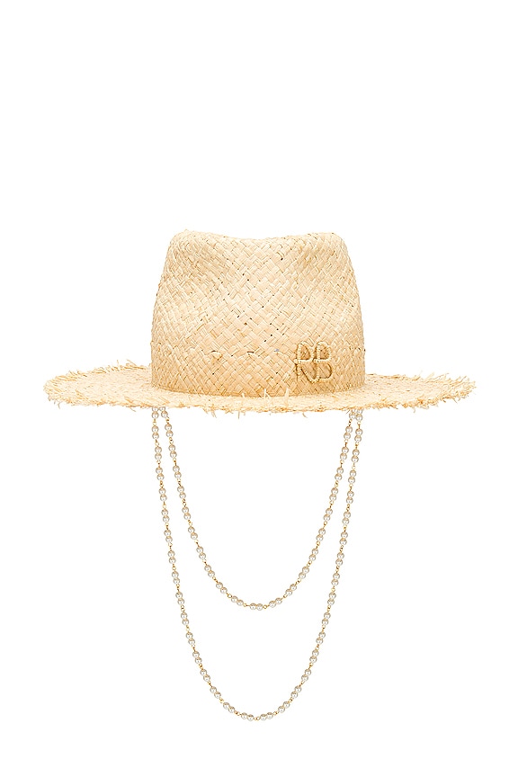 view 2 of 4 МЯГКАЯ ФЕТРОВАЯ ШЛЯПА PEARL CHAIN in Natural Straw