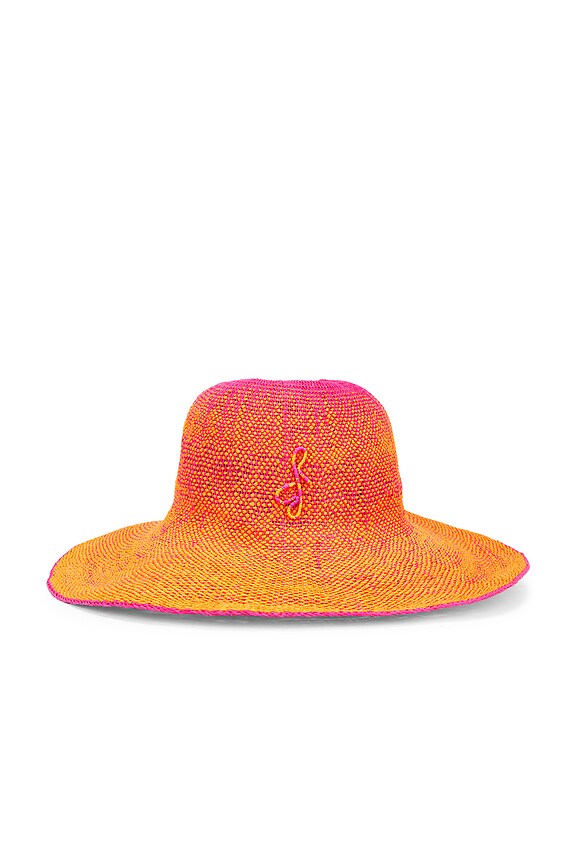 view 2 of 3 Monogram Embellished Bucket Hat in Orange & Pink