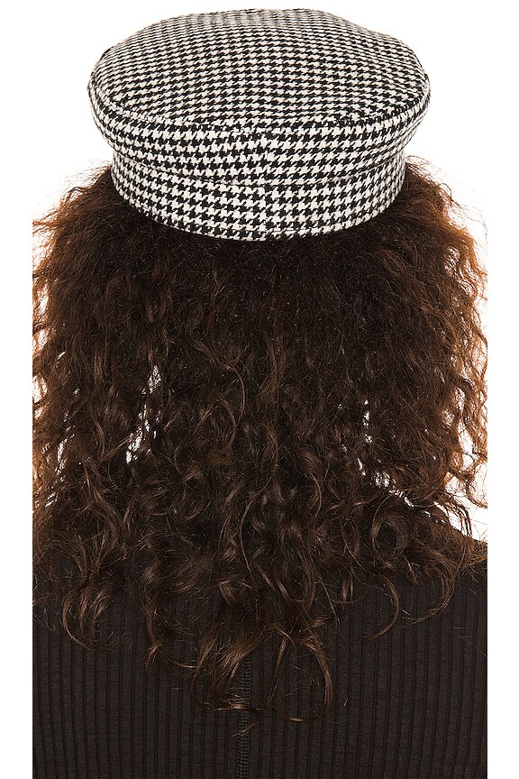 view 2 of 3 Houndstooth Check Baker Boy Cap in Black & White