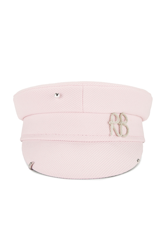 view 2 of 3 Pierced Logo-plaque Baker Boy Cap in Light Pink