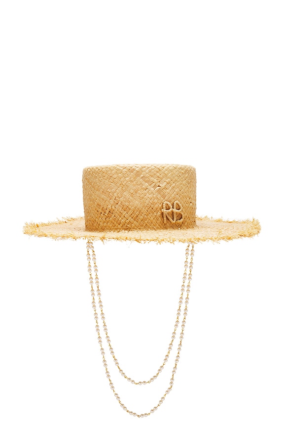 view 2 of 2 Canotier Hat in Natural Straw