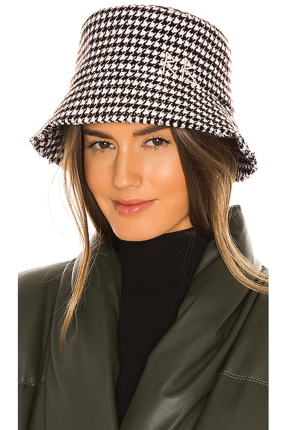 view 1 of 3 Houndstooth Check Bucket Hat in Brown