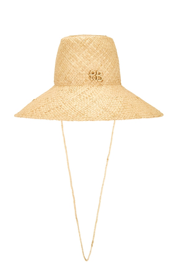 view 2 of 3 Monogram-Embellished Wide Brim Hat in Natural Straw