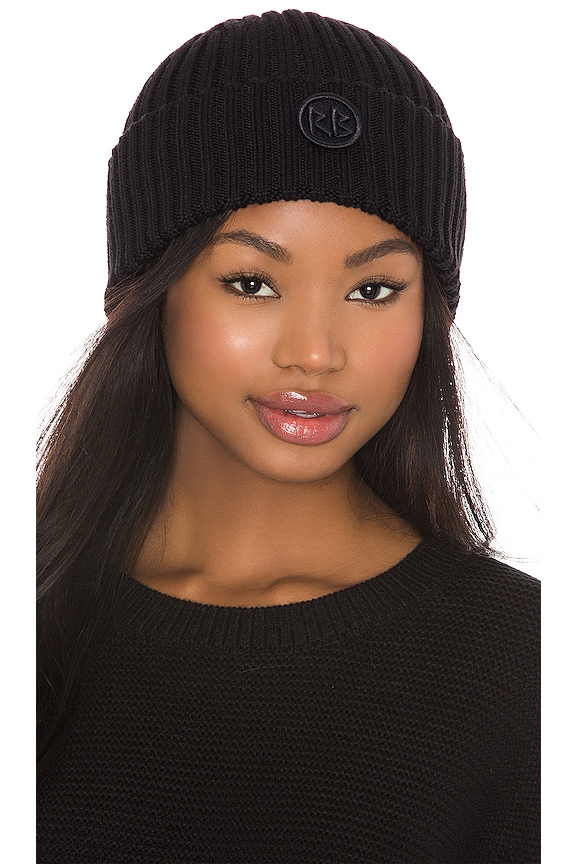 view 1 of 3 Monogram Embellished Beanie in Black
