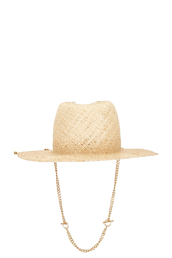 view 2 of 3 Chain Strap Fedora Hat in Natural