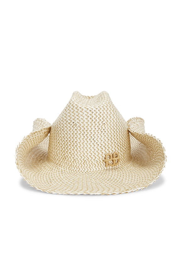 view 1 of 2 Monogram-embellished Straw Cowboy Hat in Beige
