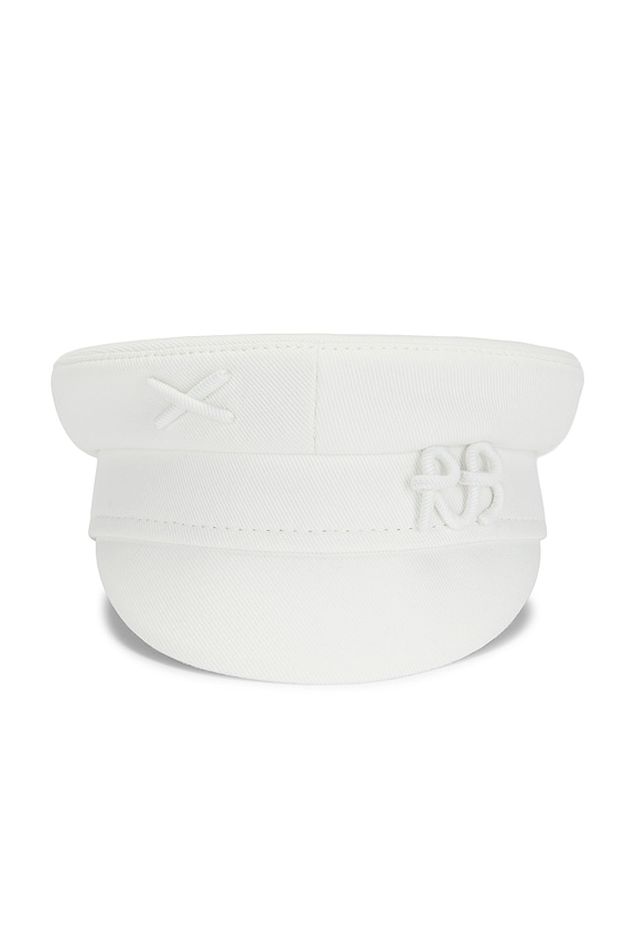 view 1 of 2 SOMBRERO DE PANADERO MONOGRAM-EMBELLISHED BAKER BOY CAP in White