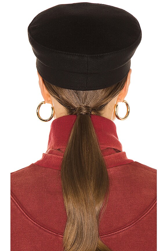 view 2 of 3 Chain Embellished Baker Boy Cap in Black