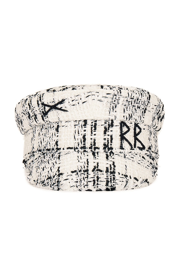 view 2 of 3 Check Baker Boy Cap in Black & White