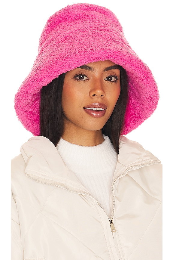 view 1 of 3 Faux Fur Bucket Hat in Pink