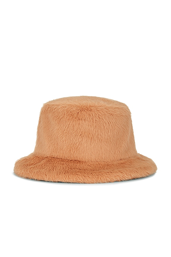 view 2 of 3 Faux Fur Bucket Hat in Beige