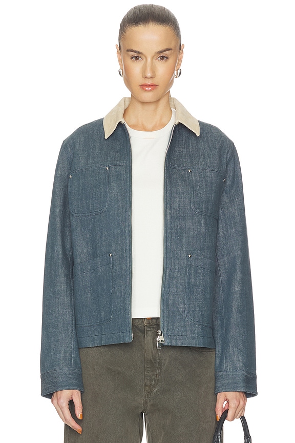 view 1 of 5 Corduroy Collar Denim Jacket in Denim Blue