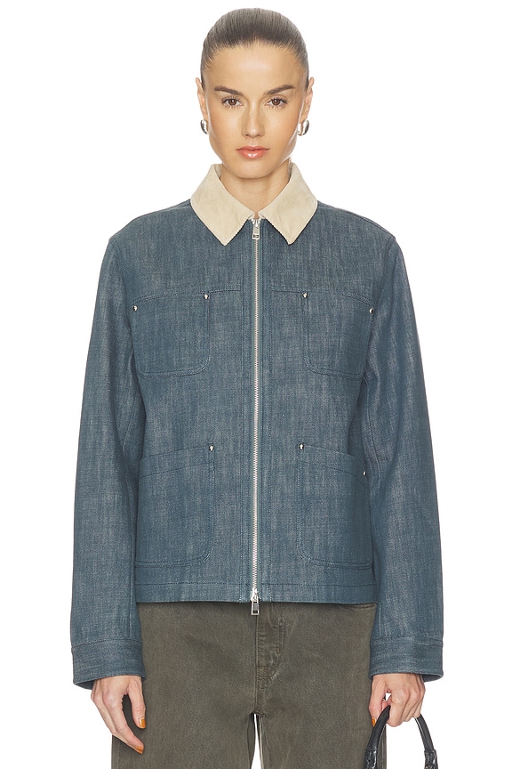 view 2 of 5 Corduroy Collar Denim Jacket in Denim Blue