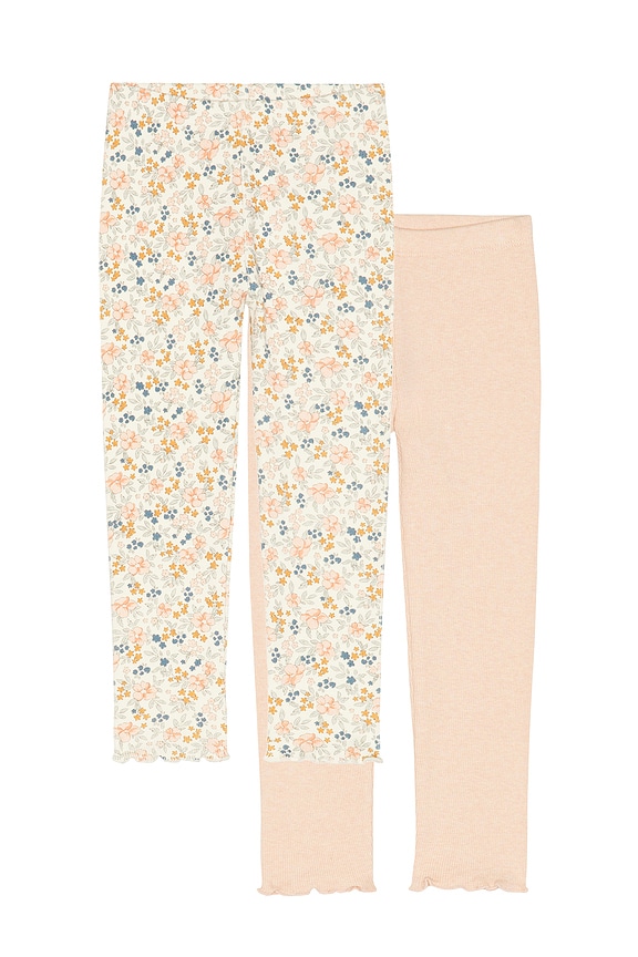 view 1 of 2 Ribbed Legging Set in Flower Field & Heathered Blush
