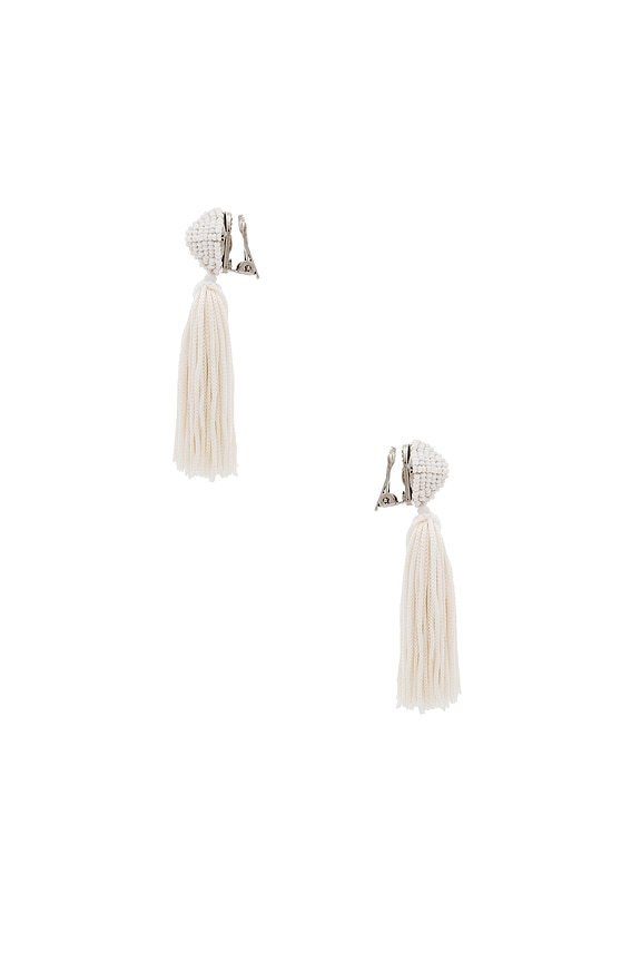 view 2 of 2 PENDIENTES SHORT TASSEL DUPIO in White
