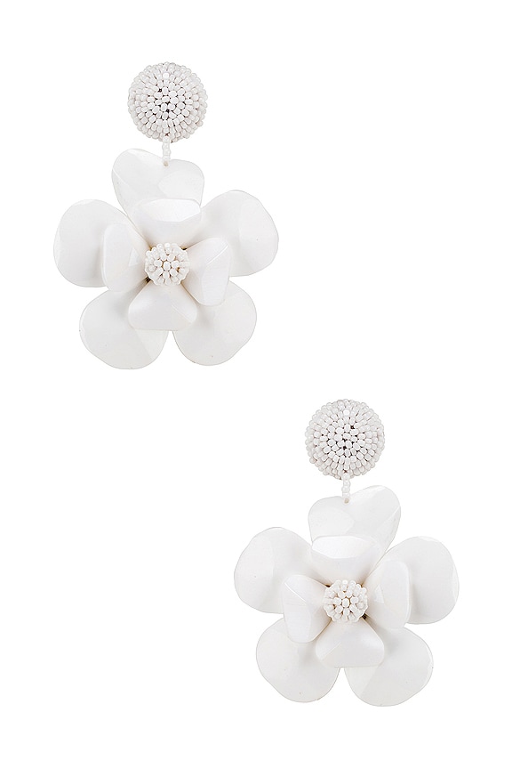 view 1 of 3 PENDIENTES PLASTIC FLOWER in White