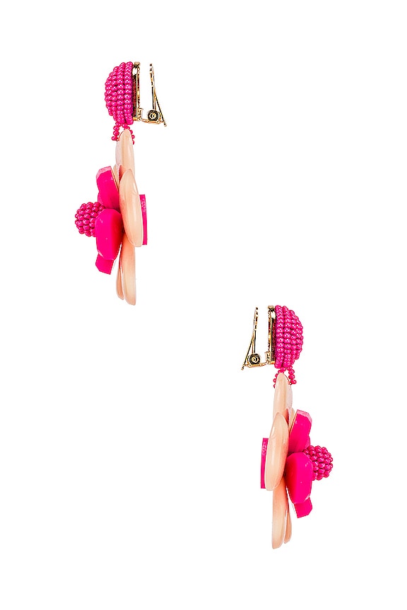 view 2 of 3 Horn Flower Earrings in Ivory & Fuchsia