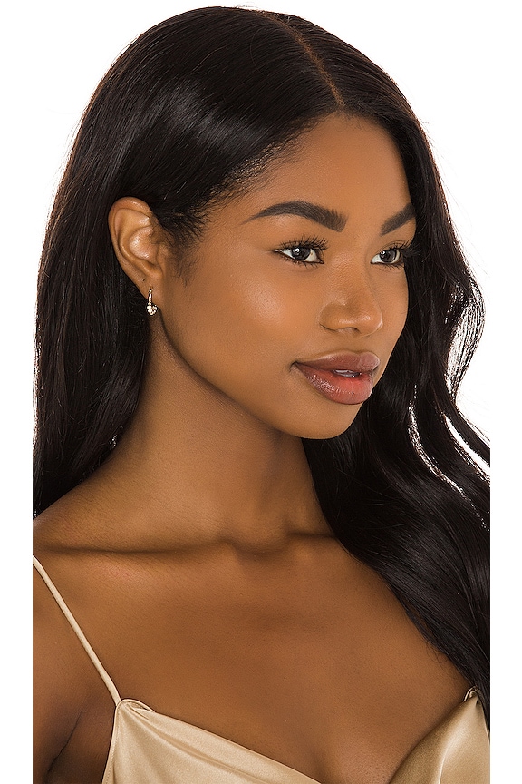 view 1 of 3 Bezel Diamond Dangle Huggies in Gold