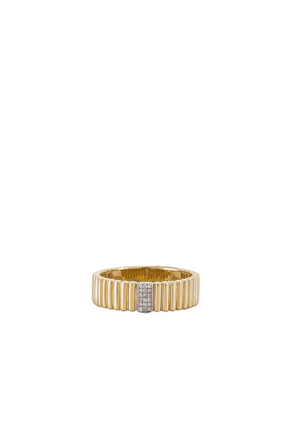 view 1 of 4 Wide Diamond Lined Ring in Gold