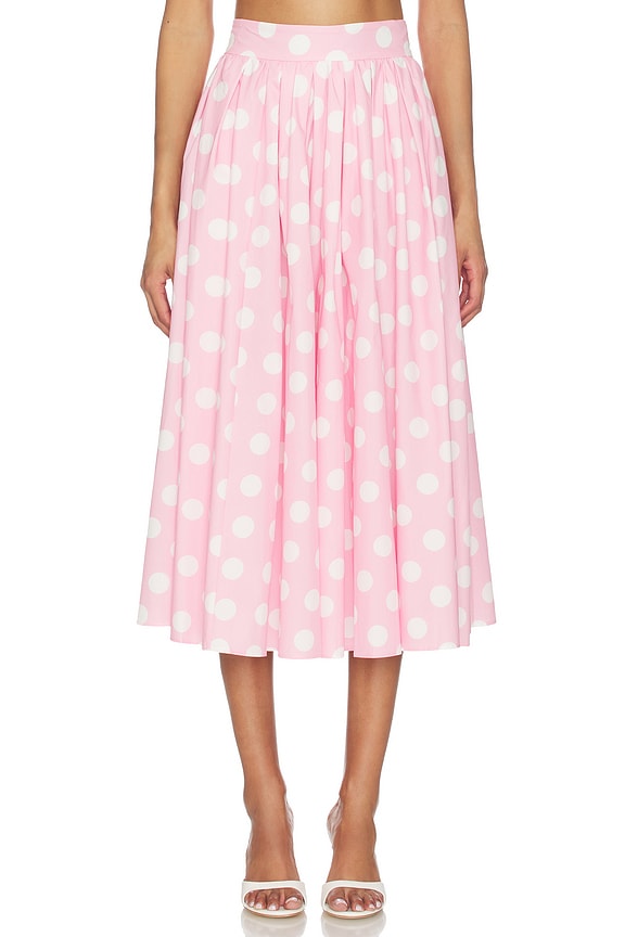 view 1 of 6 Eden Poplin Skirt in Pink & White Polka Dot