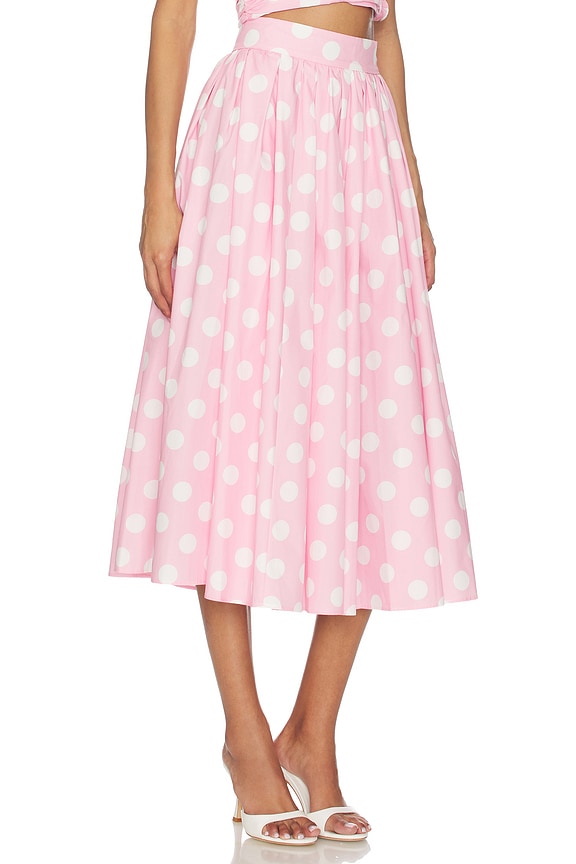 view 2 of 6 Eden Poplin Skirt in Pink & White Polka Dot