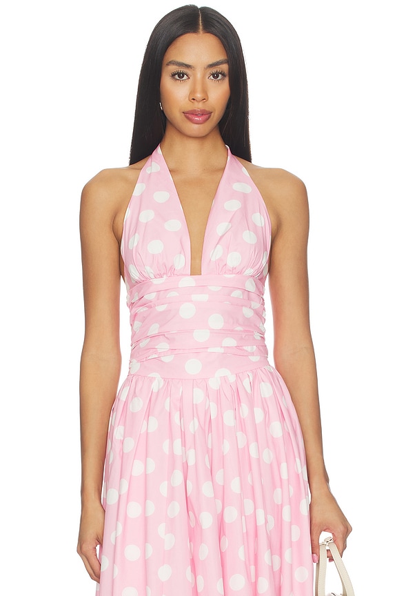 view 1 of 4 Carlo Halter Top in Pink & White Polka Dot