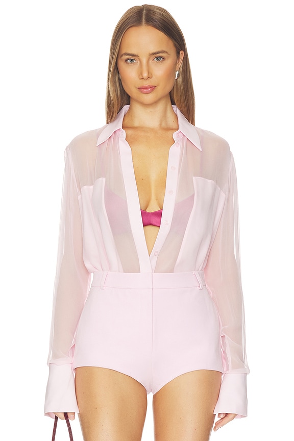 view 1 of 5 Flore Silk Shirt in Blush Pink