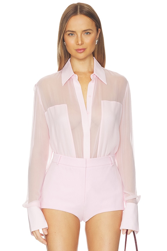 view 2 of 5 Flore Silk Shirt in Blush Pink