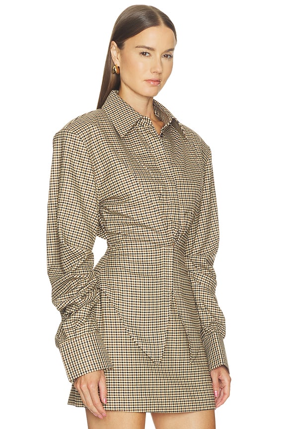 view 2 of 5 Check Founder's Blouse in Brown Plaid