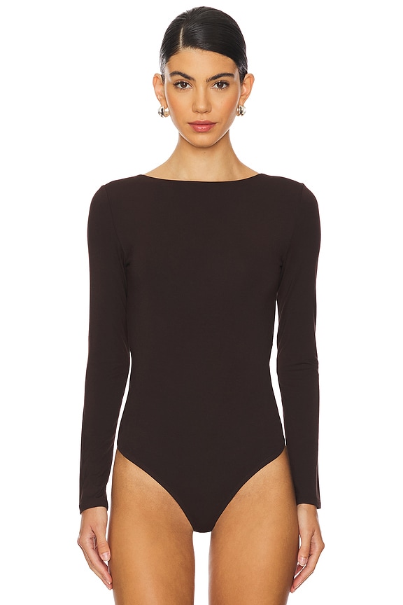 view 2 of 5 Cross Back Bodysuit in Chocolate